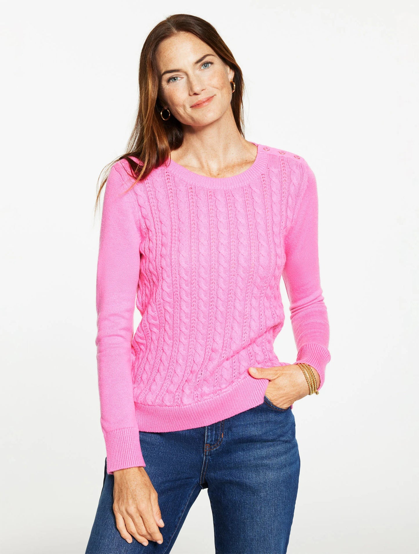 Cable Knit Crewneck Sweater
