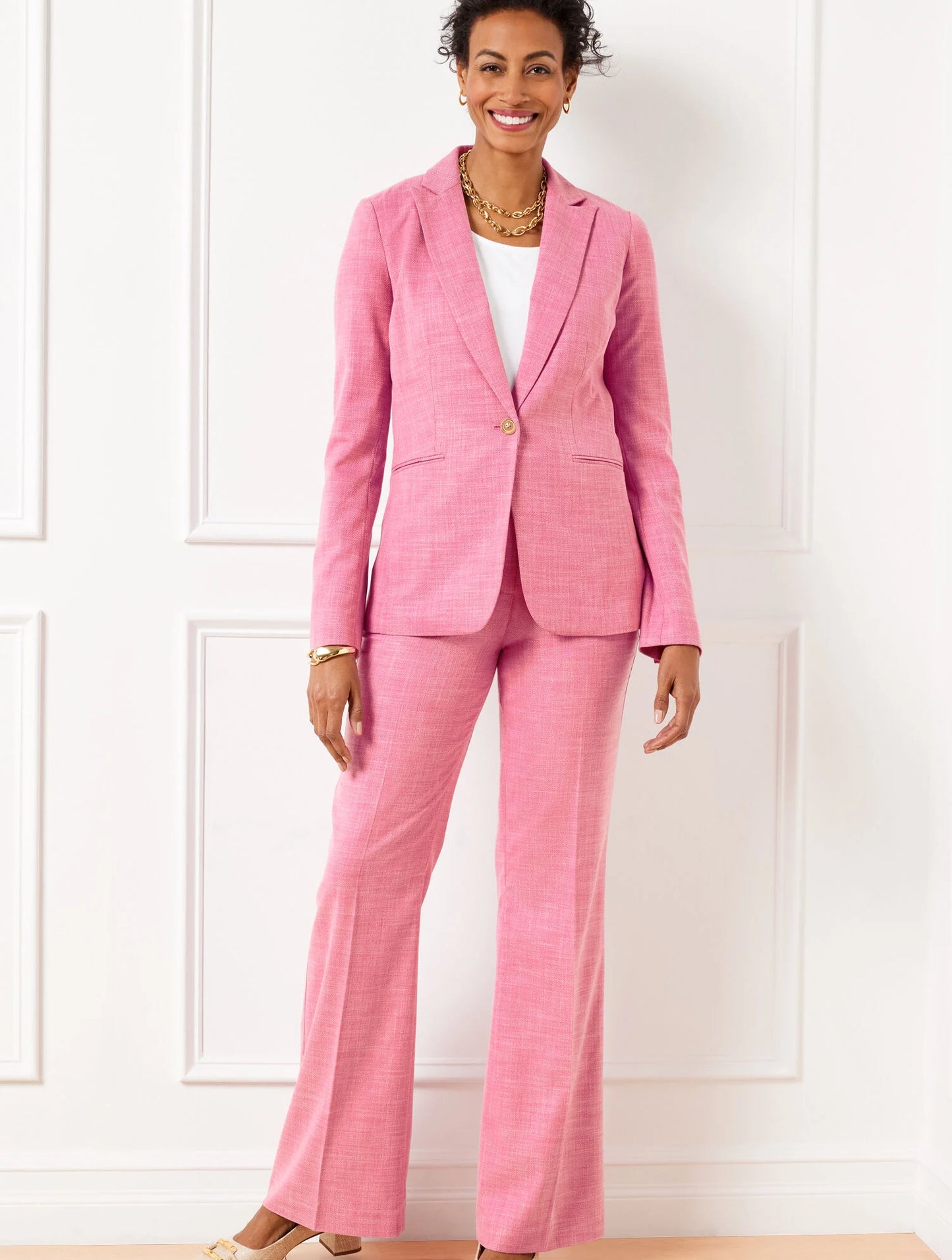 Single Button Twill Blazer