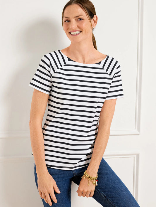 Effortless Jersey Stripe Bateau Neck Tee