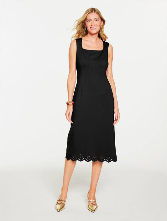 Luxe Ponte Embroidered Dress