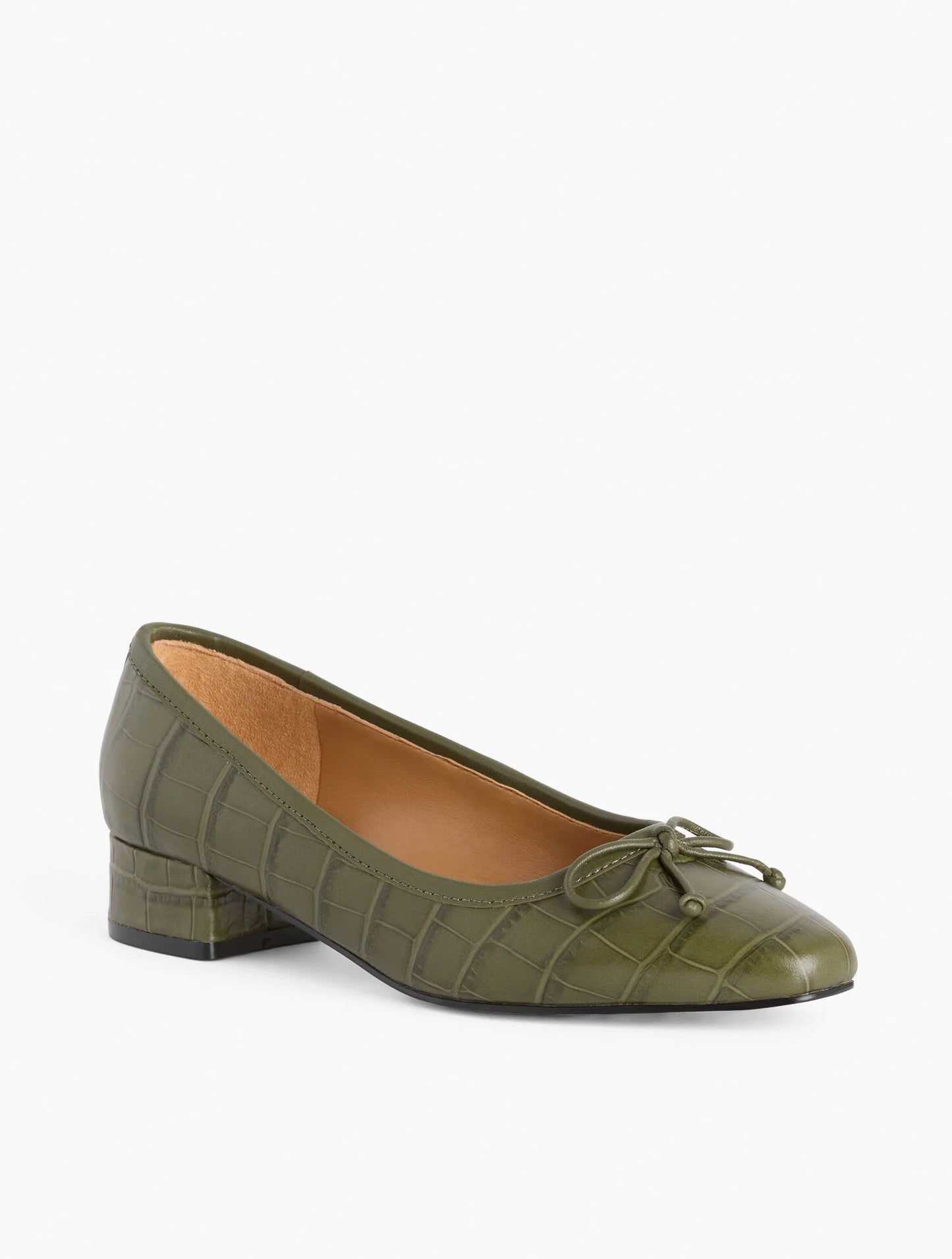 Vanessa Block Heel Pumps - Croc Embossed