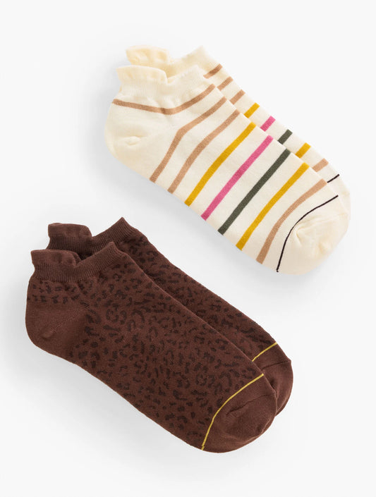 T by Talbots Tonal Cheetah 2-Pack Ankle Socks
