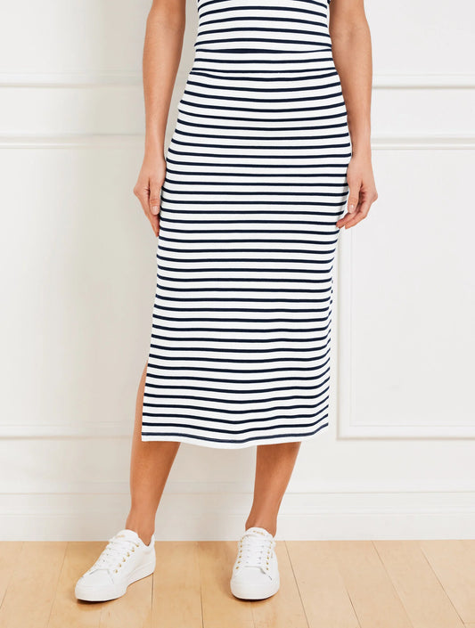 Seaside French Terry Stripe Midi Skirt
