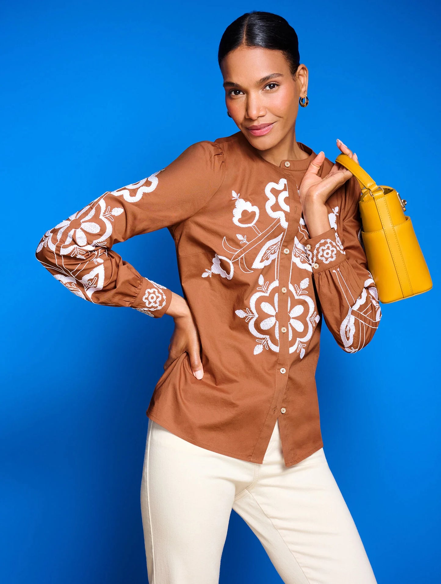 Embroidered Poplin Top