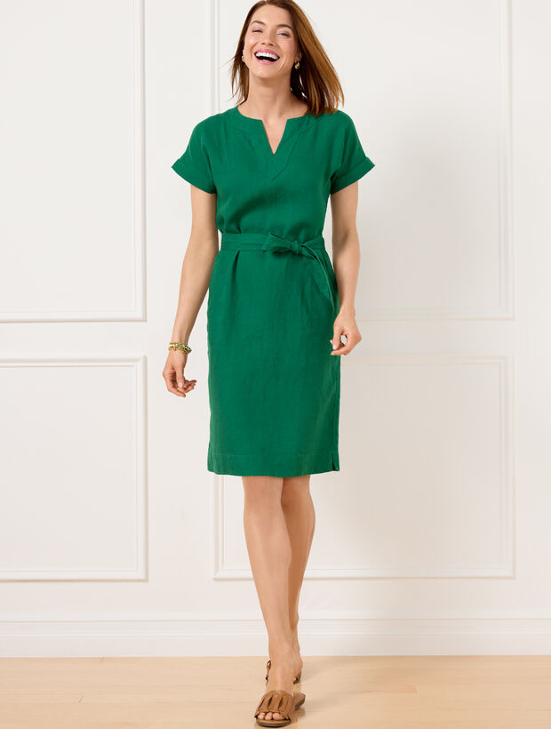 Linen Belted Shift Dress