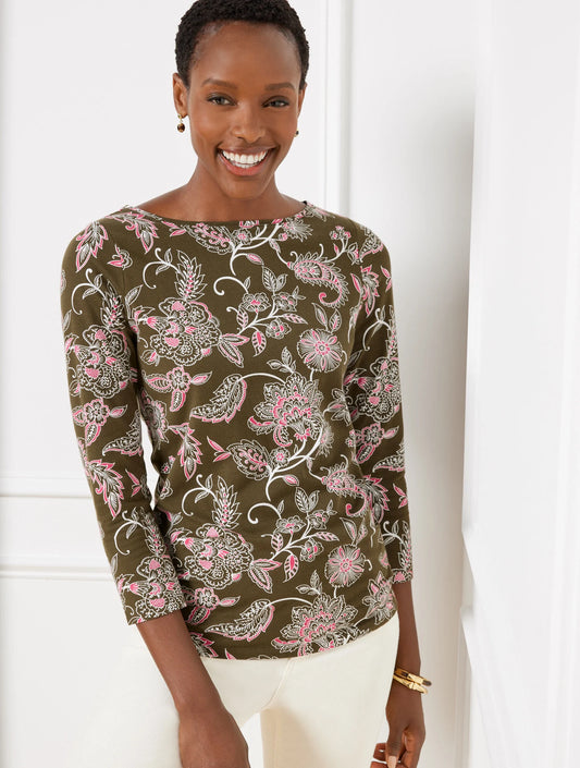 Bateau Neck Tee - Ornate Jacobean