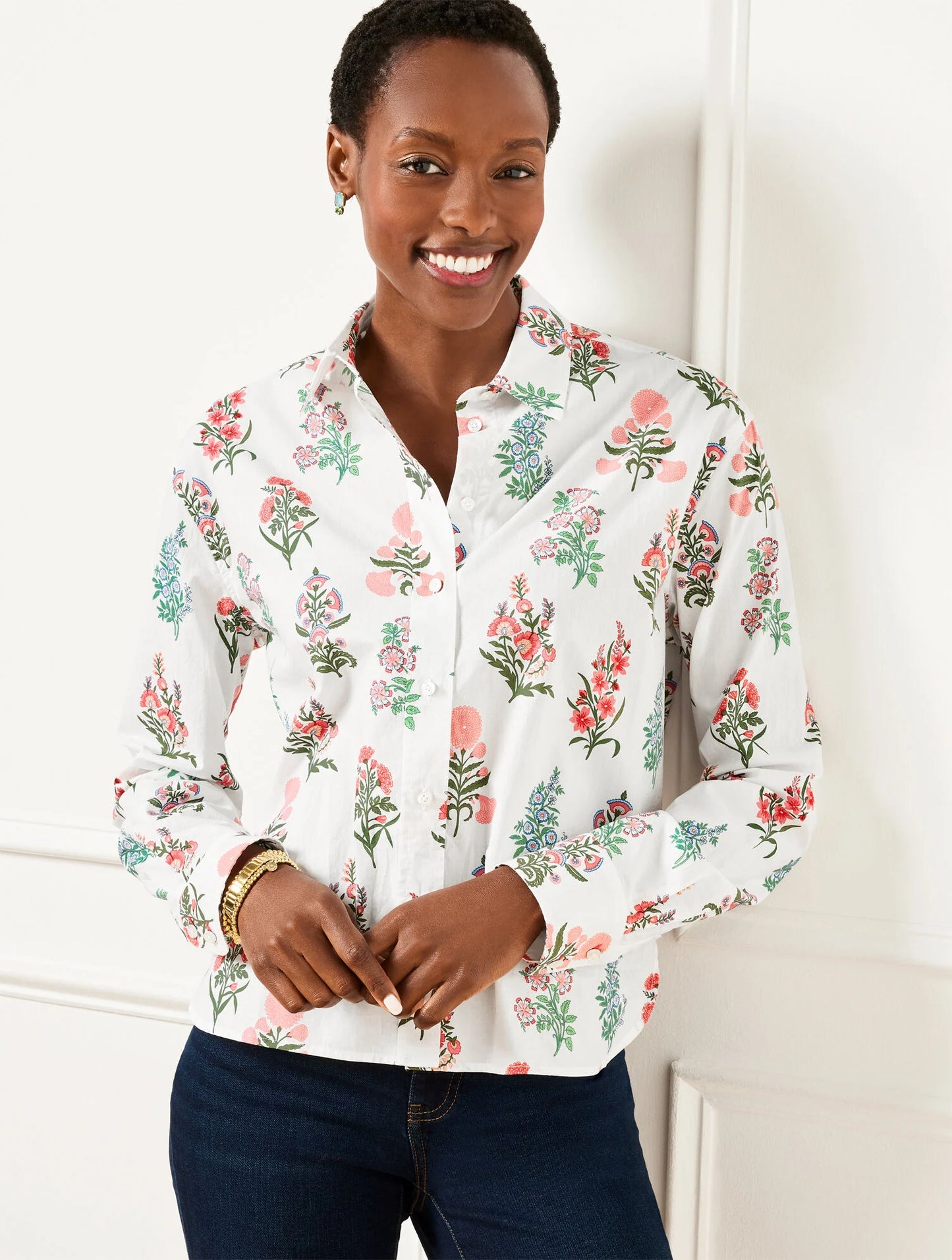 Poplin Short Shirt - Floral Radiance