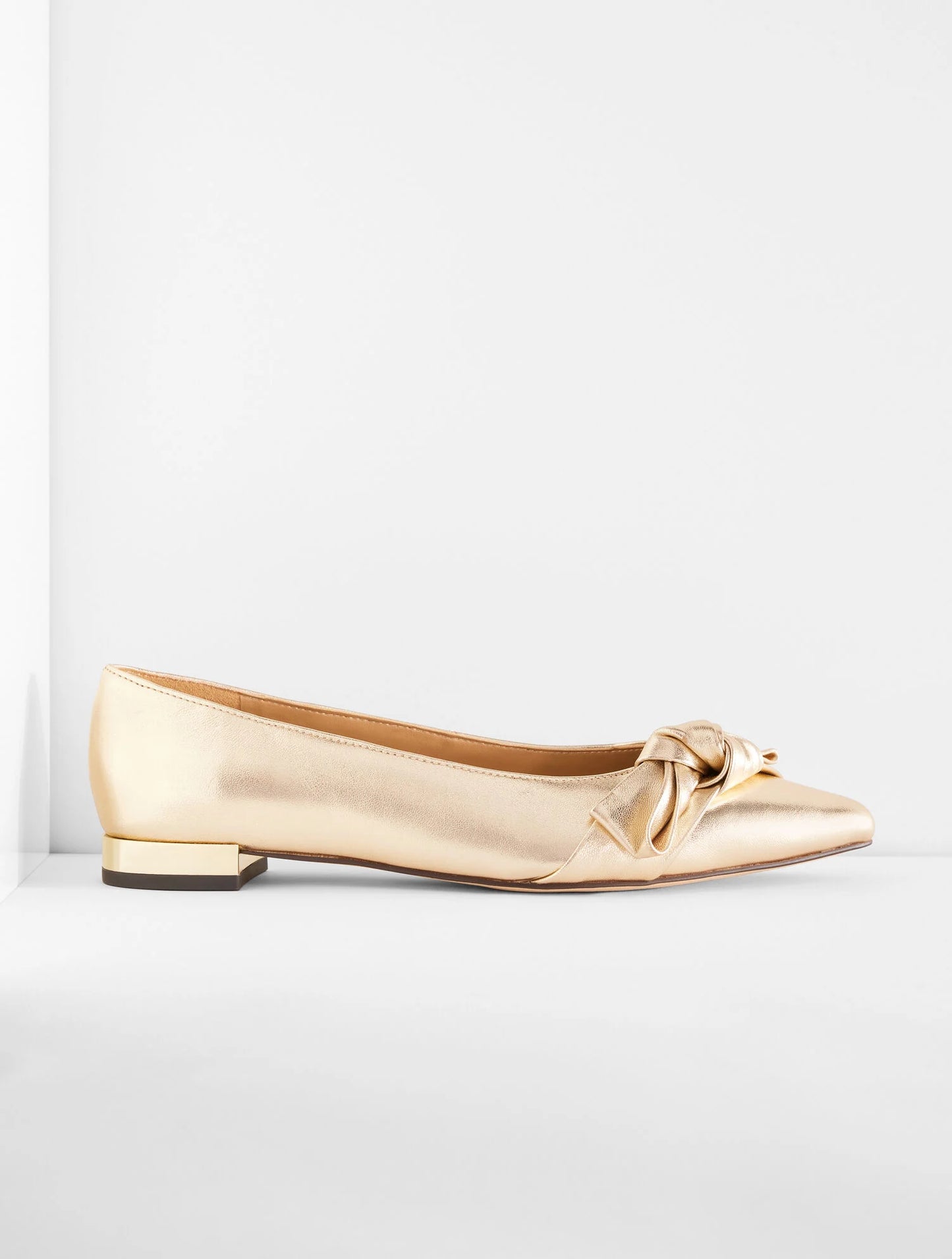 Portia Bow Metallic Leather Flats