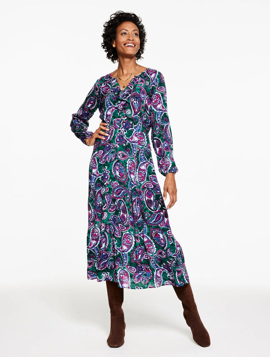 Fit & Flare Ruffle Dress - Piccadilly Paisley