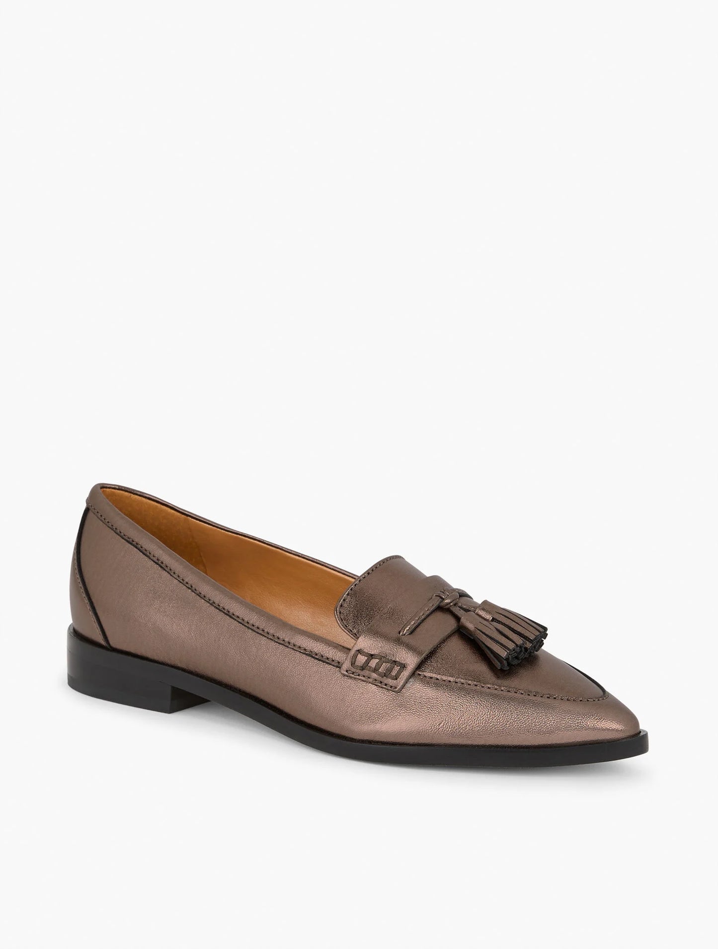 Reece Metallic Pointed Toe Leather Loafers