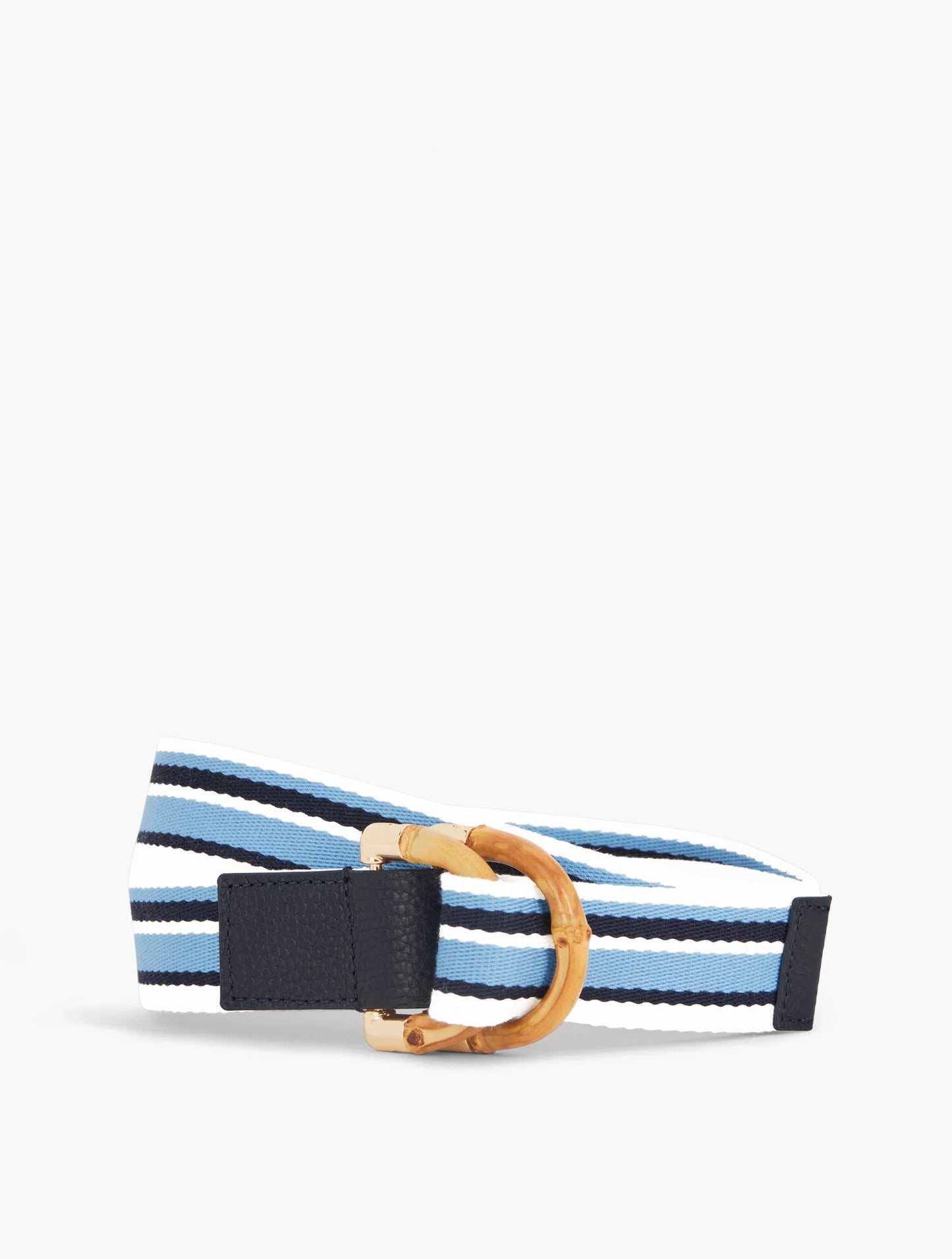 Bamboo Buckle Striped Webbing Belt