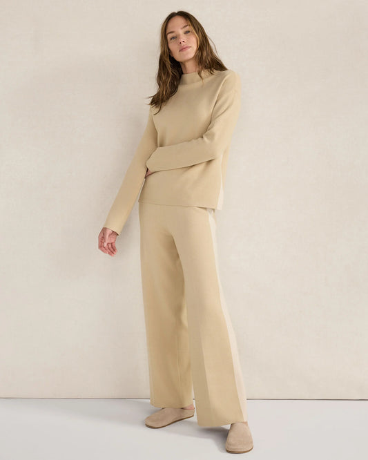 Tuxedo Stripe Funnel Neck Pullover