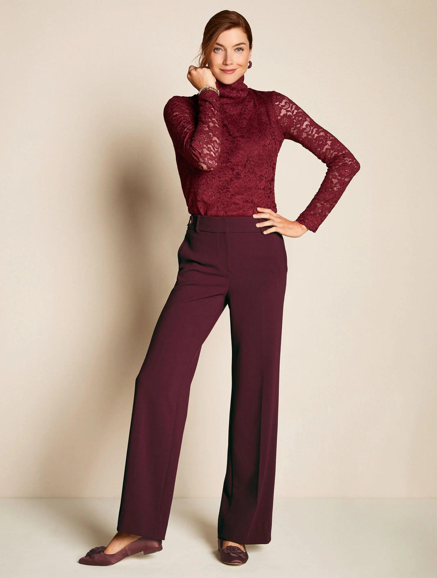 Lace Turtleneck Pullover