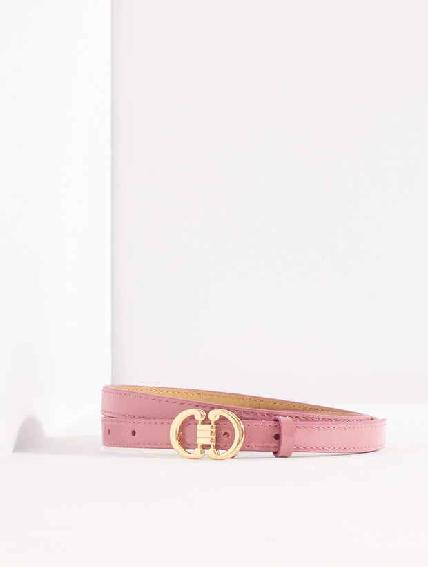 Crinkle Patent Leather Slim Belt