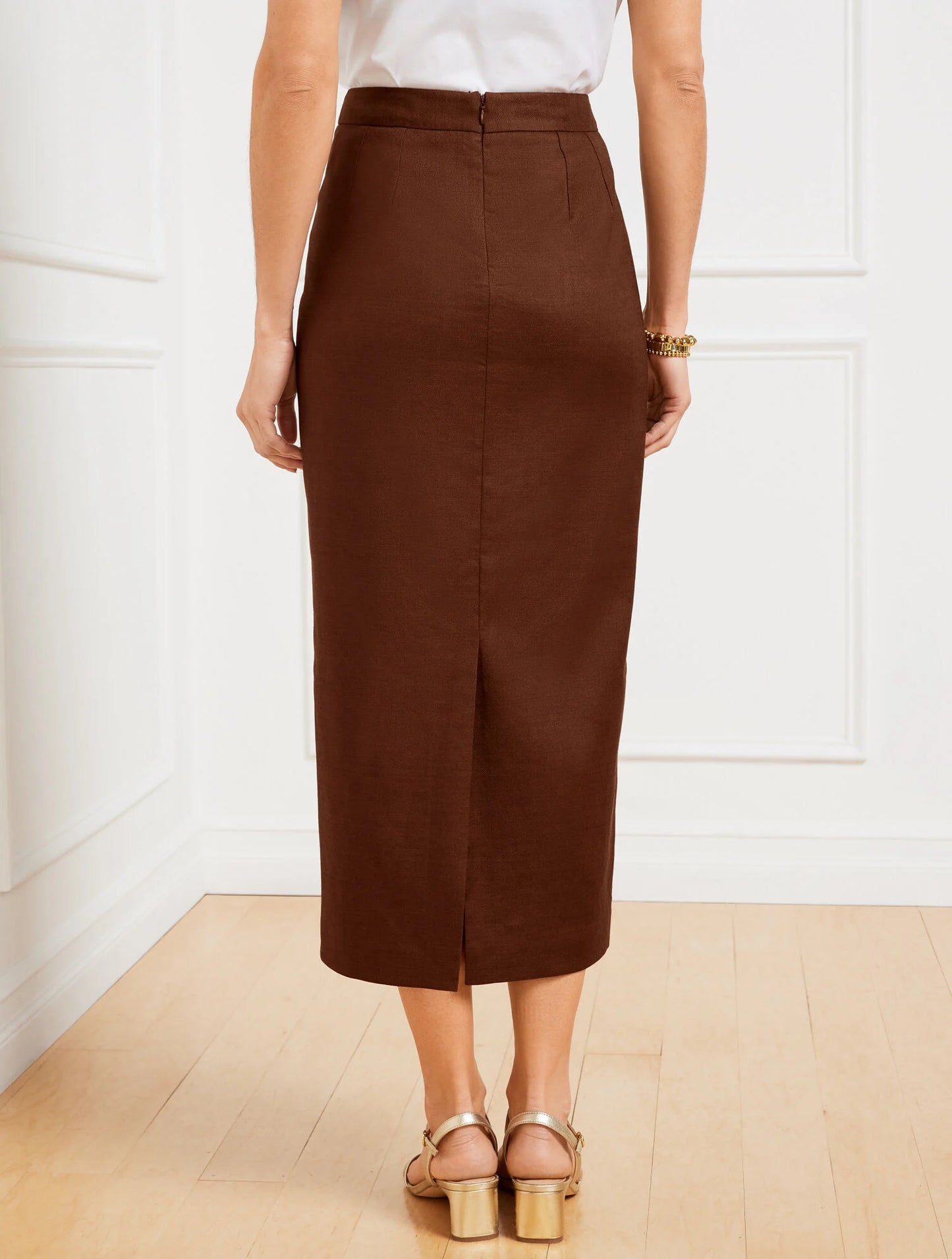 Linen Blend Pencil Skirt