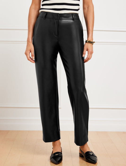 Faux Leather Straight Ankle Pants