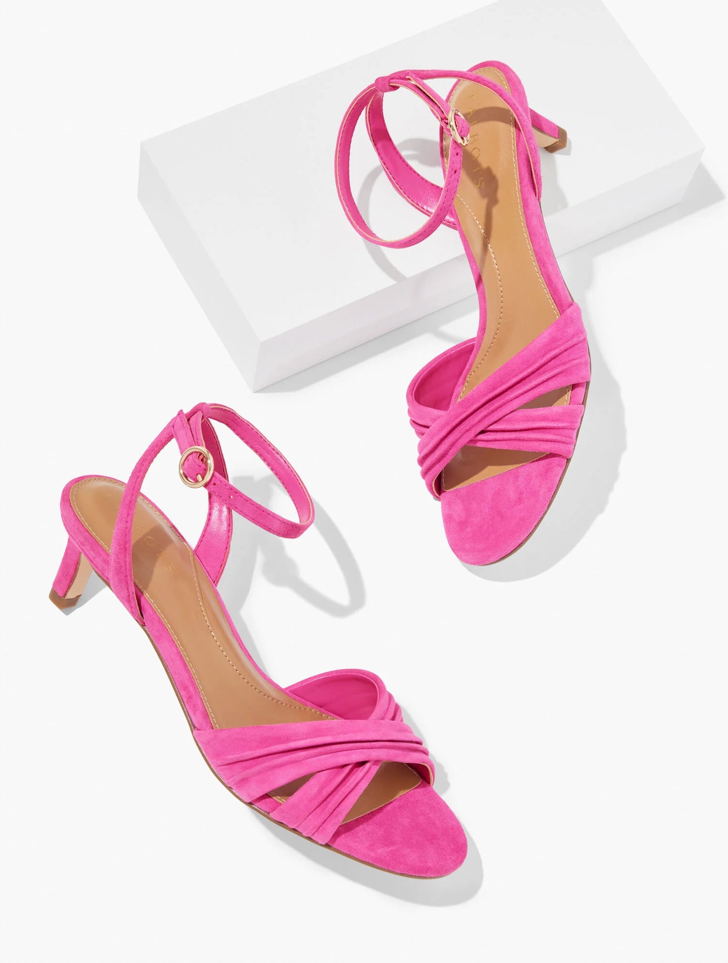 Tallia Pleated Suede Ankle Strap Heel Sandals