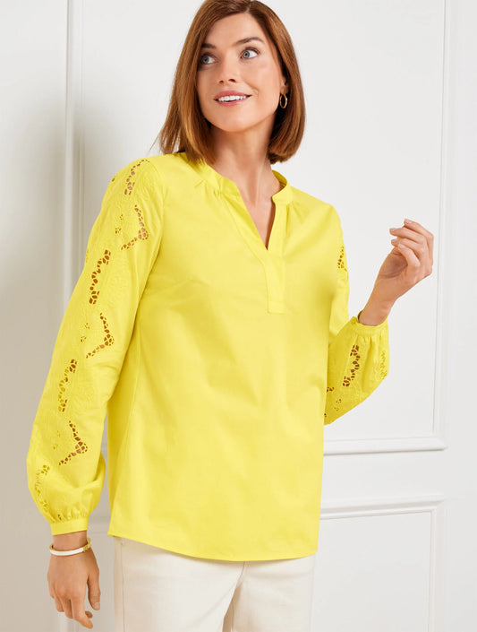 Embroidered Poplin Top