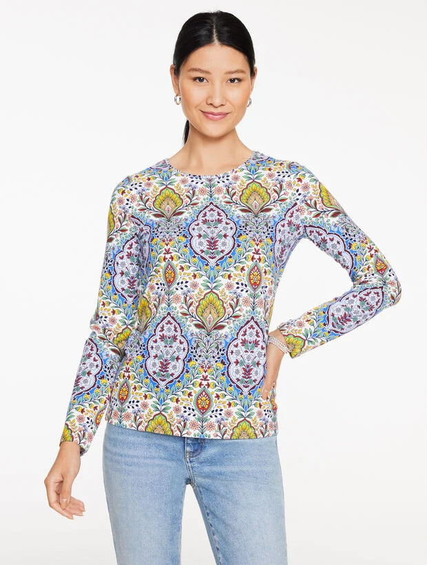 Long Sleeve Crewneck Tee - Botanical Medallion