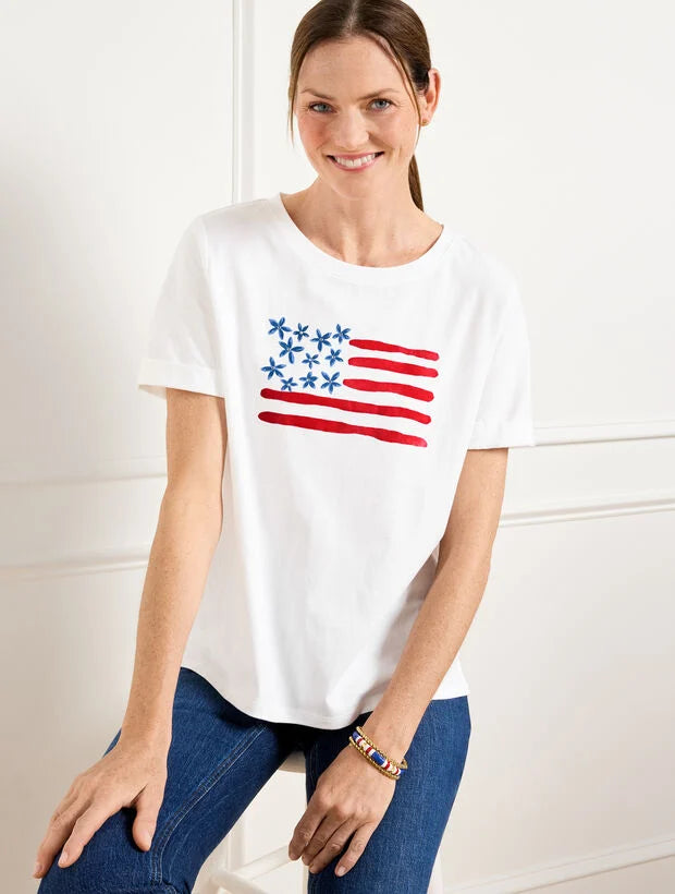 High-Low Crewneck Tee - Flag