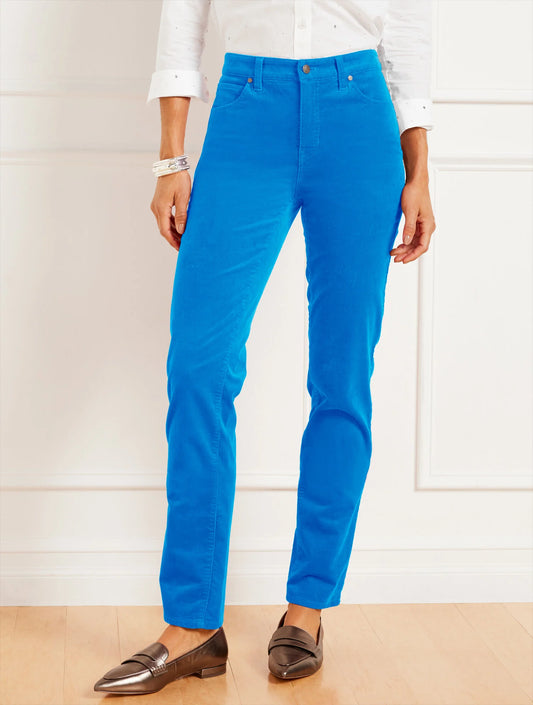 Stretch Corduroy Straight Leg Pants - Solids