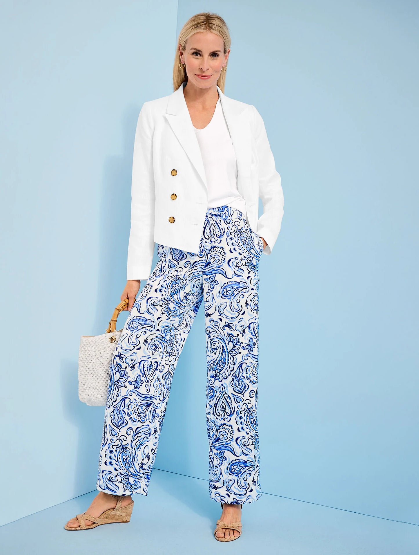 Satin Wide Leg Pants - Painted Paisley