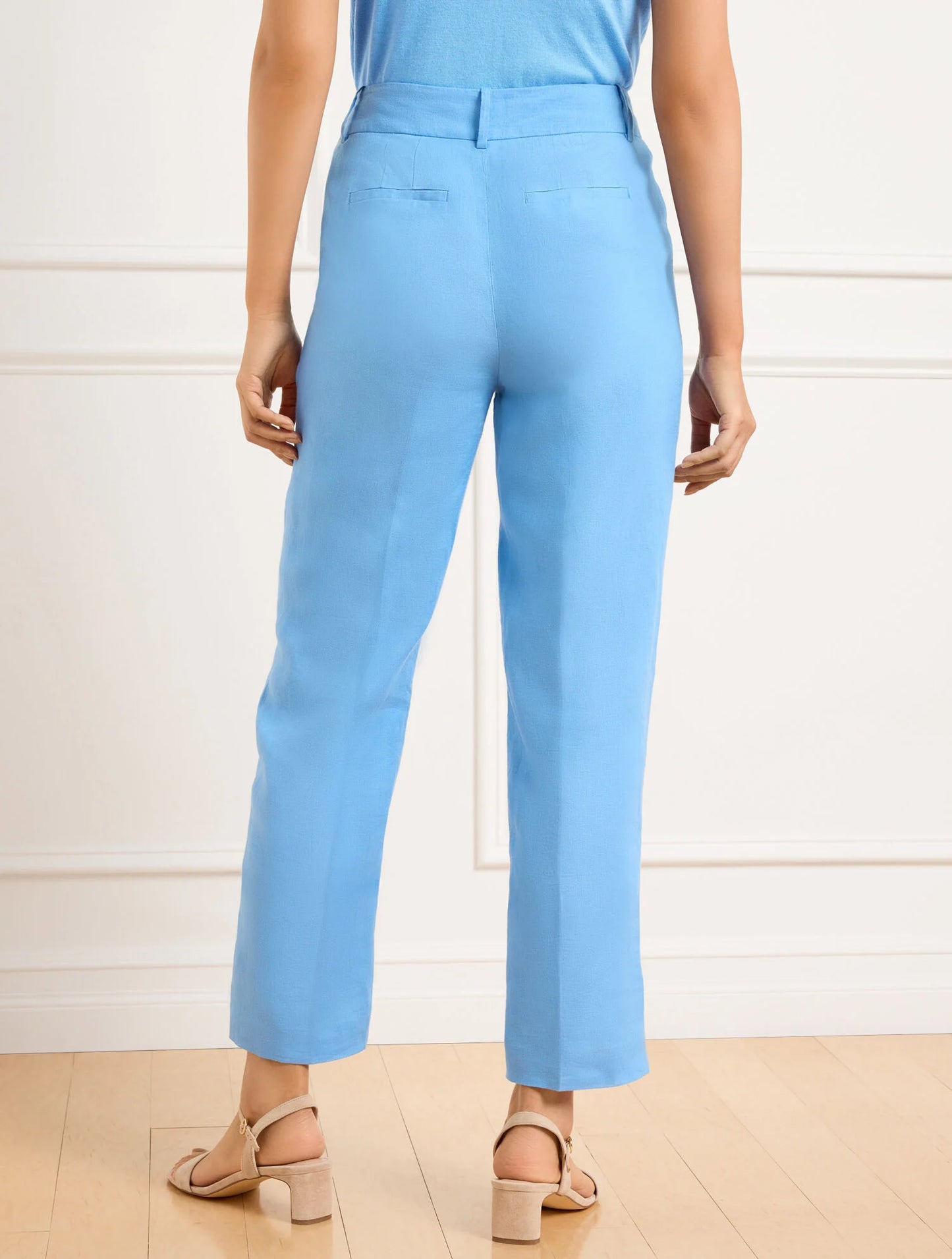 Straight Ankle Leg Linen Pants