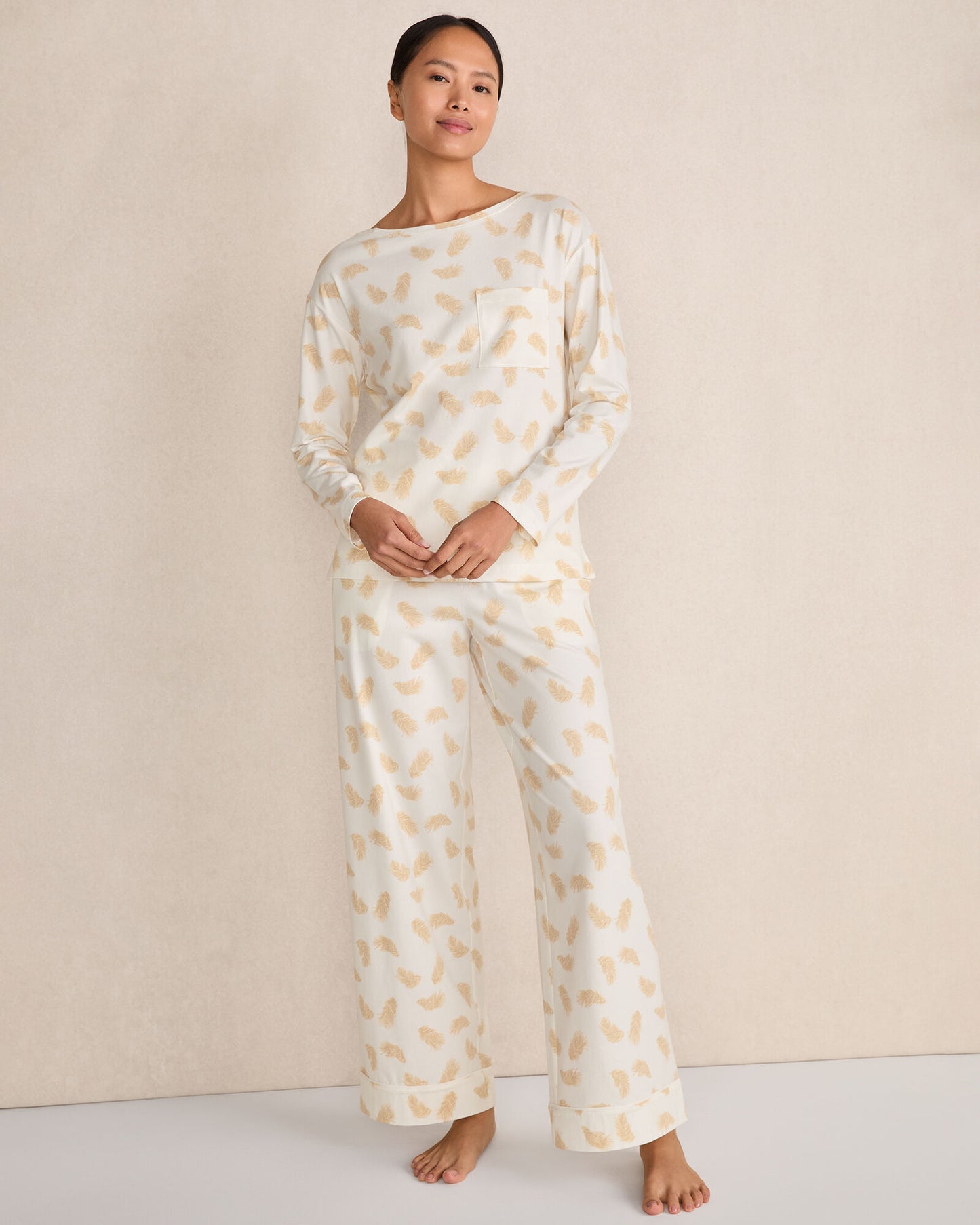 Organic Cotton Jersey Feather Print Pajama Shirt