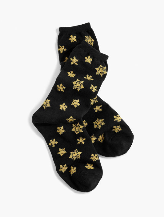 Falling Snowflakes Metallic Trouser Socks