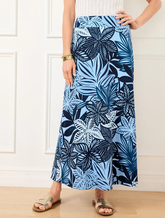 Jersey Maxi Skirt - Watercolor Botanical