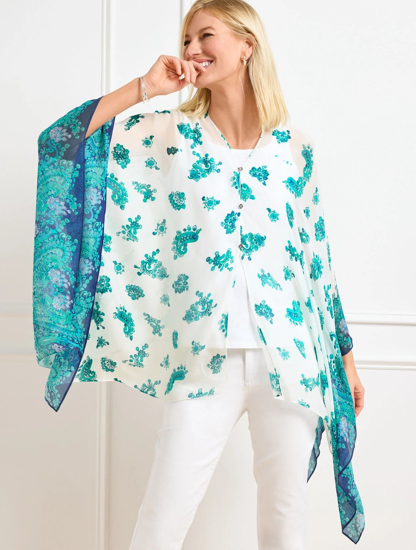 Two-Way Poncho - Floral Paisley