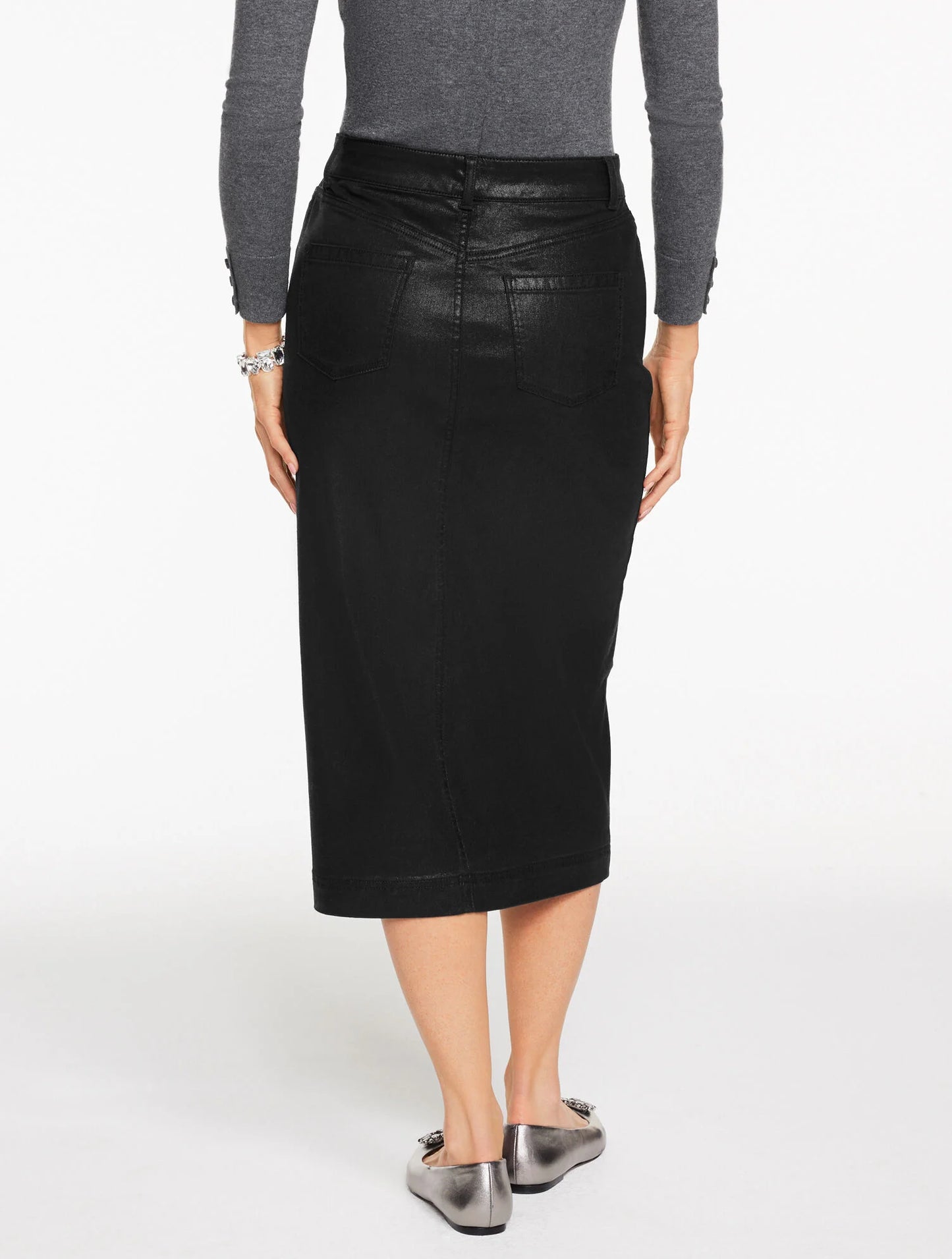 Denim Midi Skirt - Light Foil