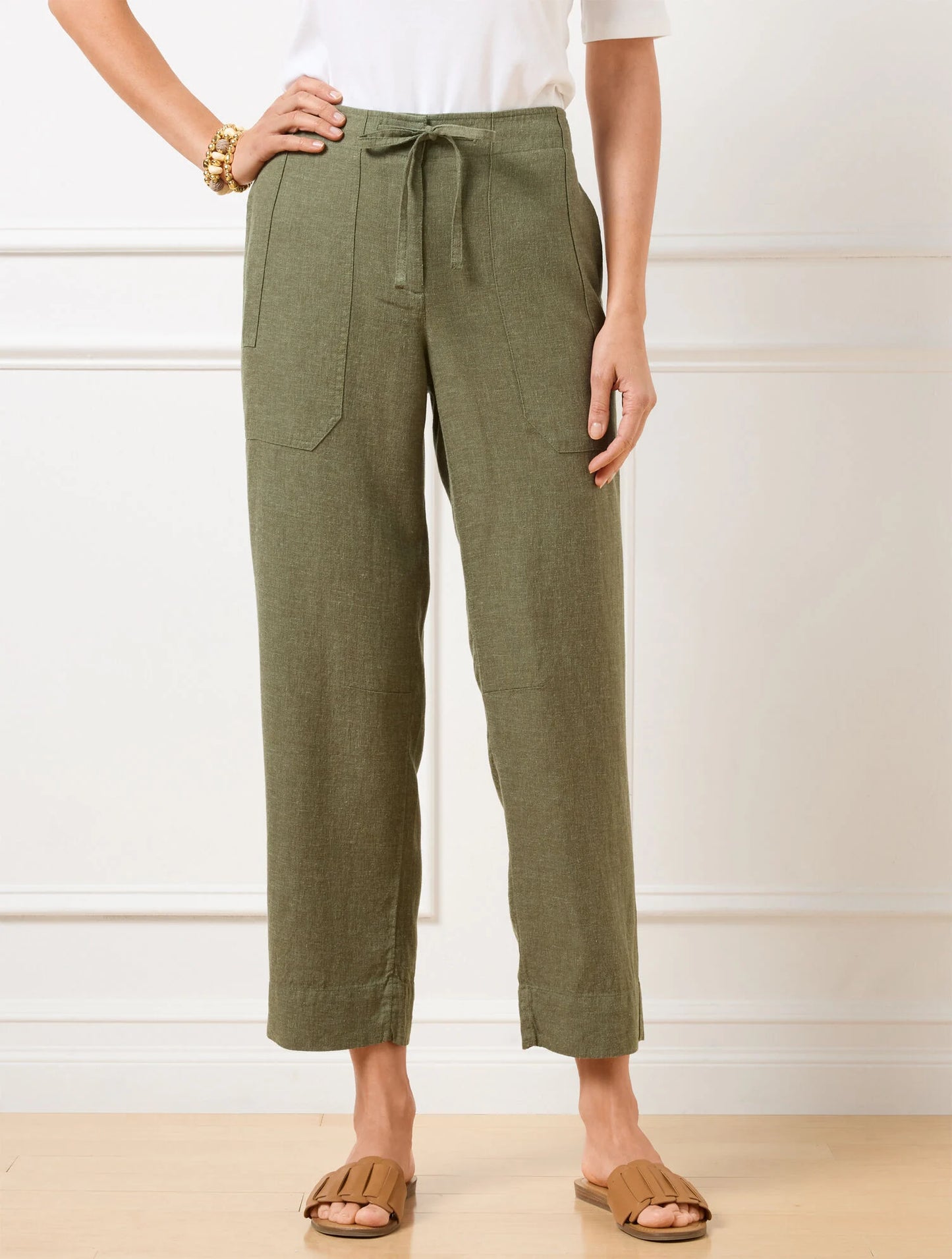 Straight Crop Drawstring Pants