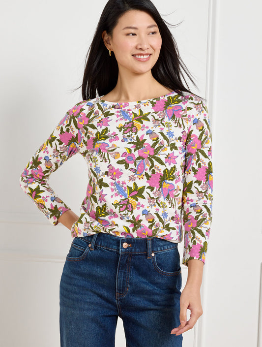 Bateau Neck Tee - Flourishing Vines