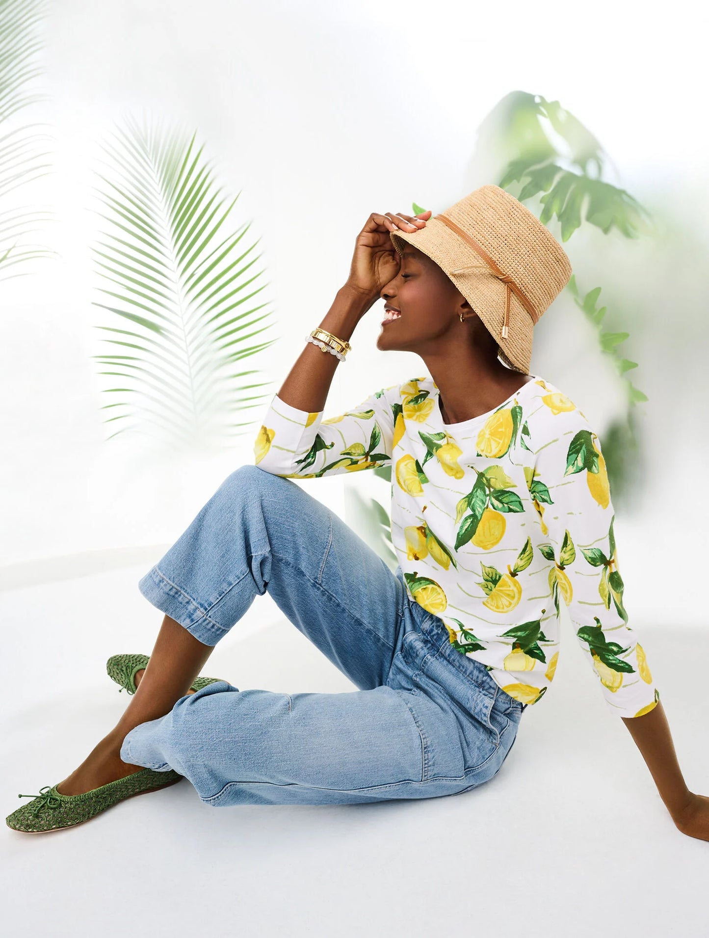 Bateau Neck Tee - Luscious Lemons