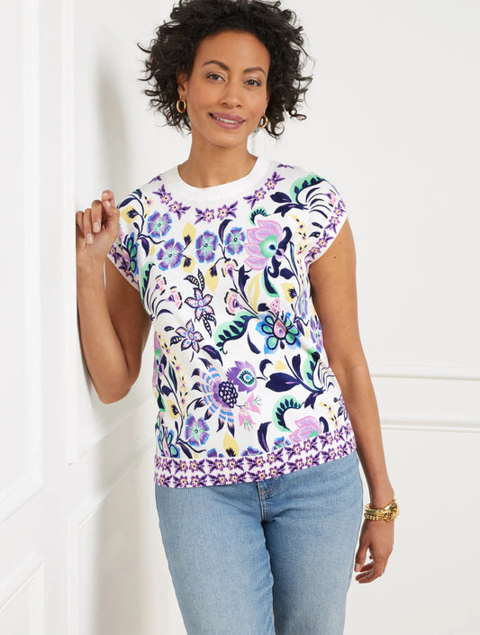 Extended Shoulder Sweater - Jacobean Floral