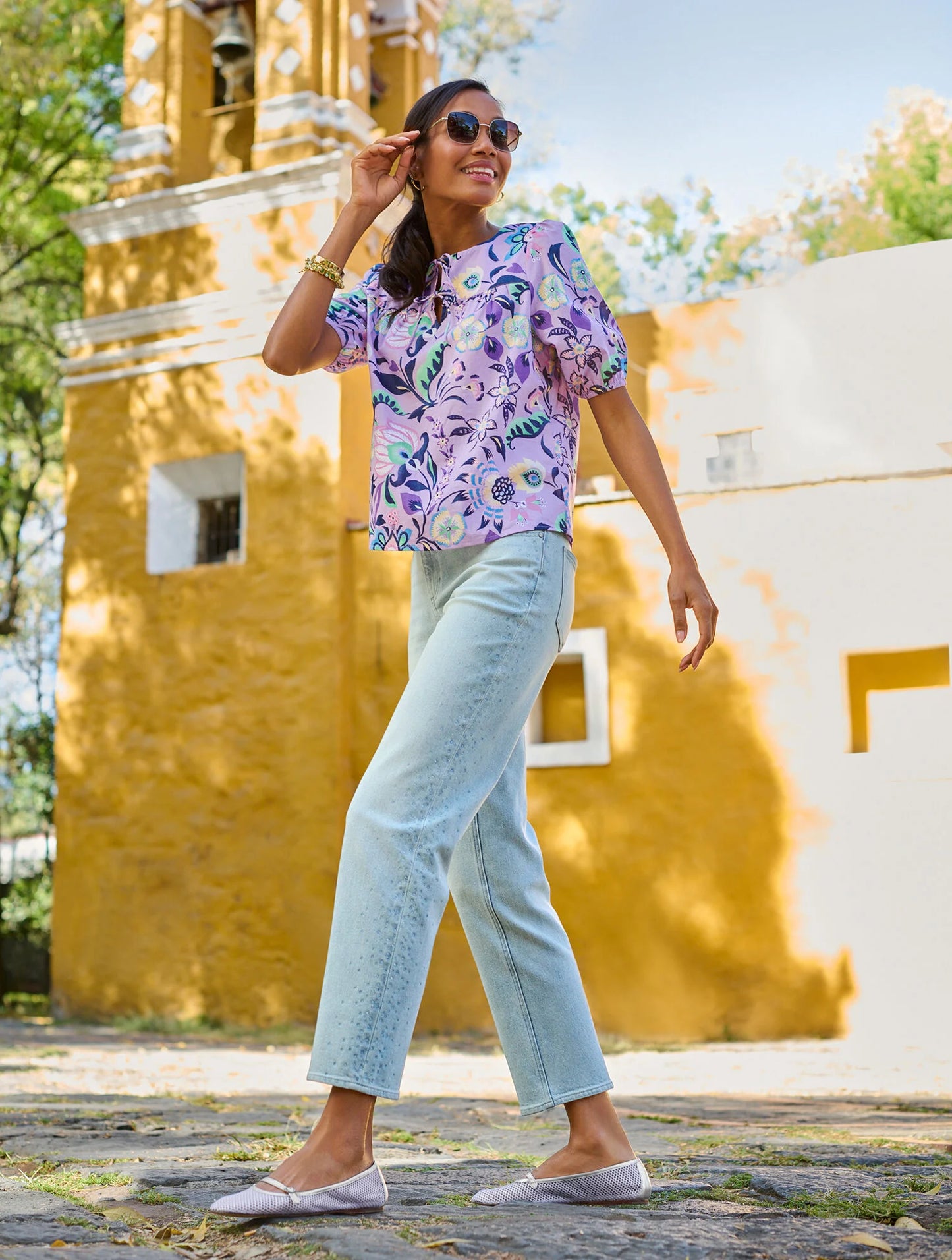 Rhinestone Stovepipe Straight Leg Jeans - Windsor Wash