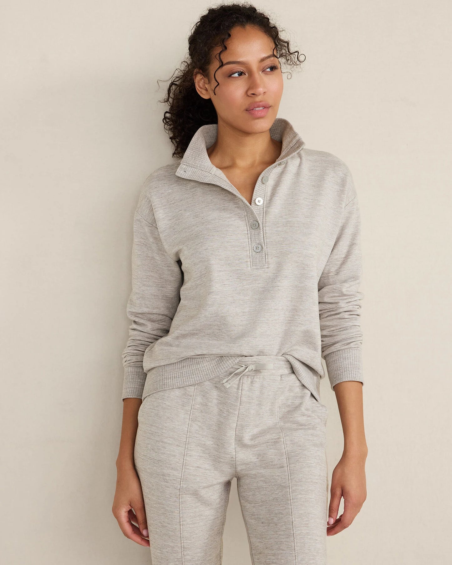 Fleece Johnny Collar Henley