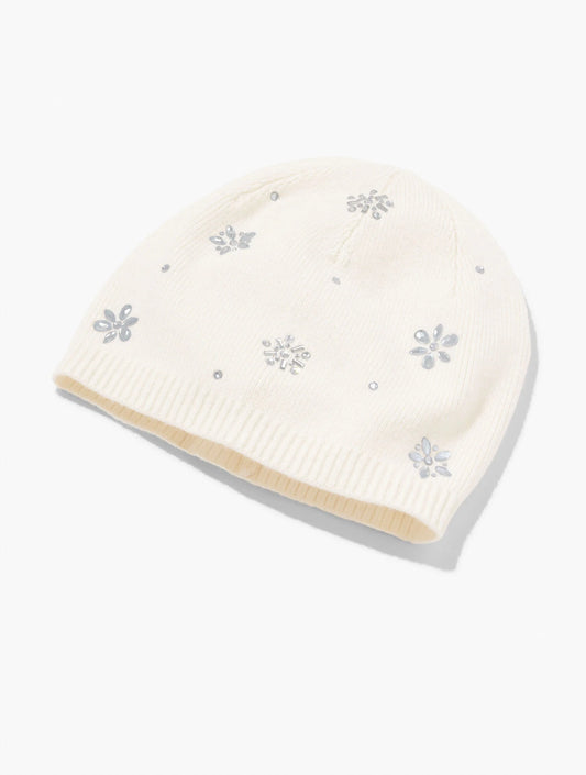 Snowflake Embellished Soft Knit Beanie