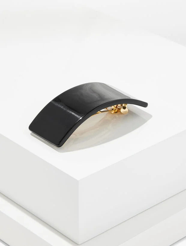 Black Marble Wide Barrette