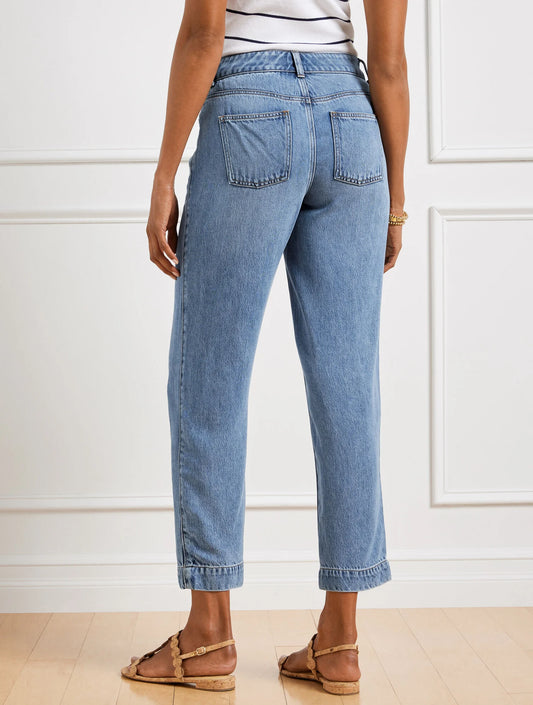 Summerweight Drawstring Ankle Jeans - Waverly Wash