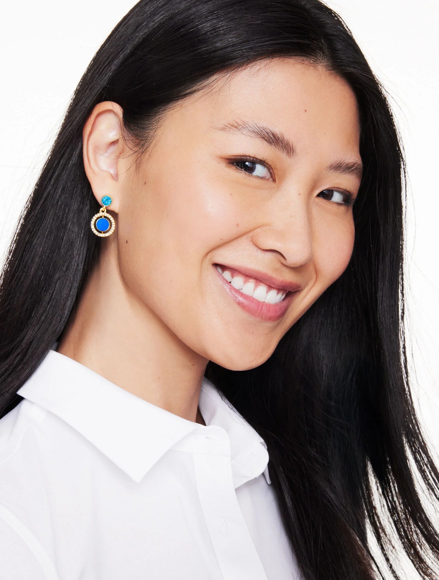 Mother-of-Pearl Enamel Drop Earrings