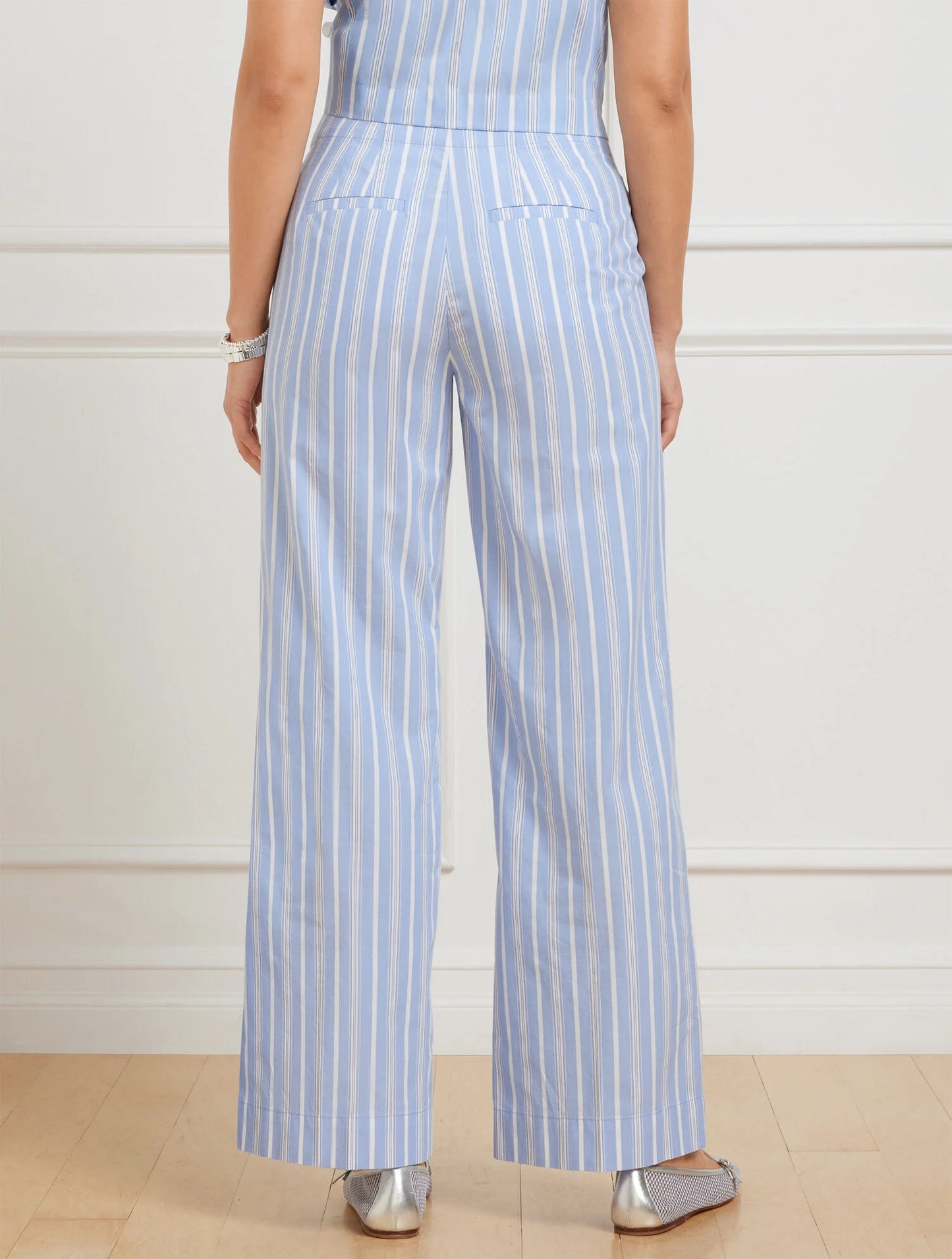 Wide Ankle Fresh Poplin Pants - Dewdrop Stripe