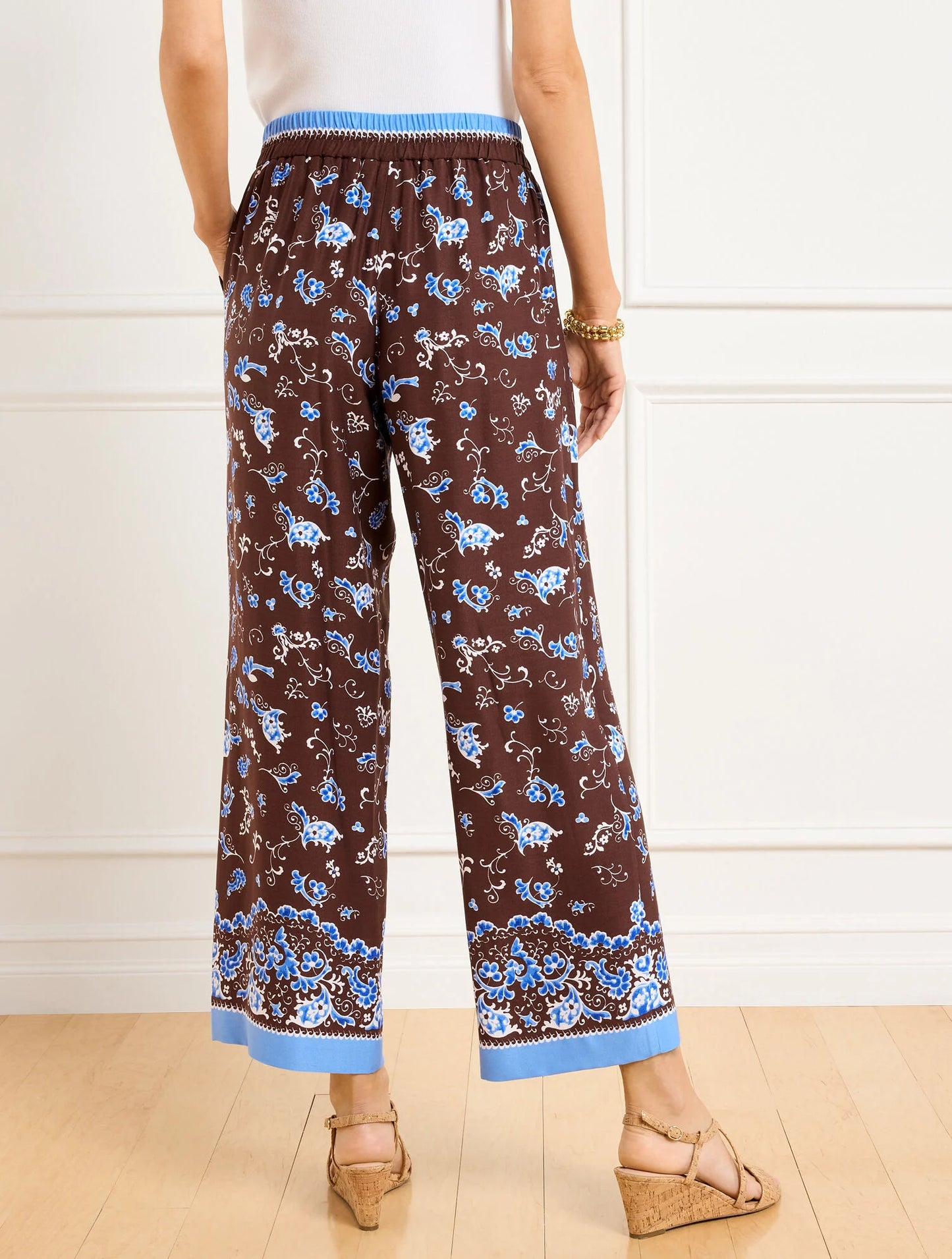 Wide Crop Pull-On Pants - Splendid Swirls