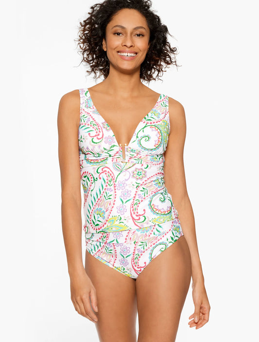 Aqua Club V-Neck Tankini - Island Paisley