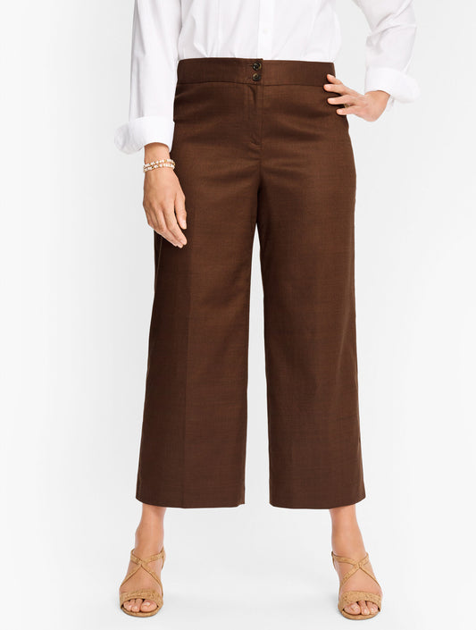 Plus Exclusive Wide Crop Linen Blend Pants