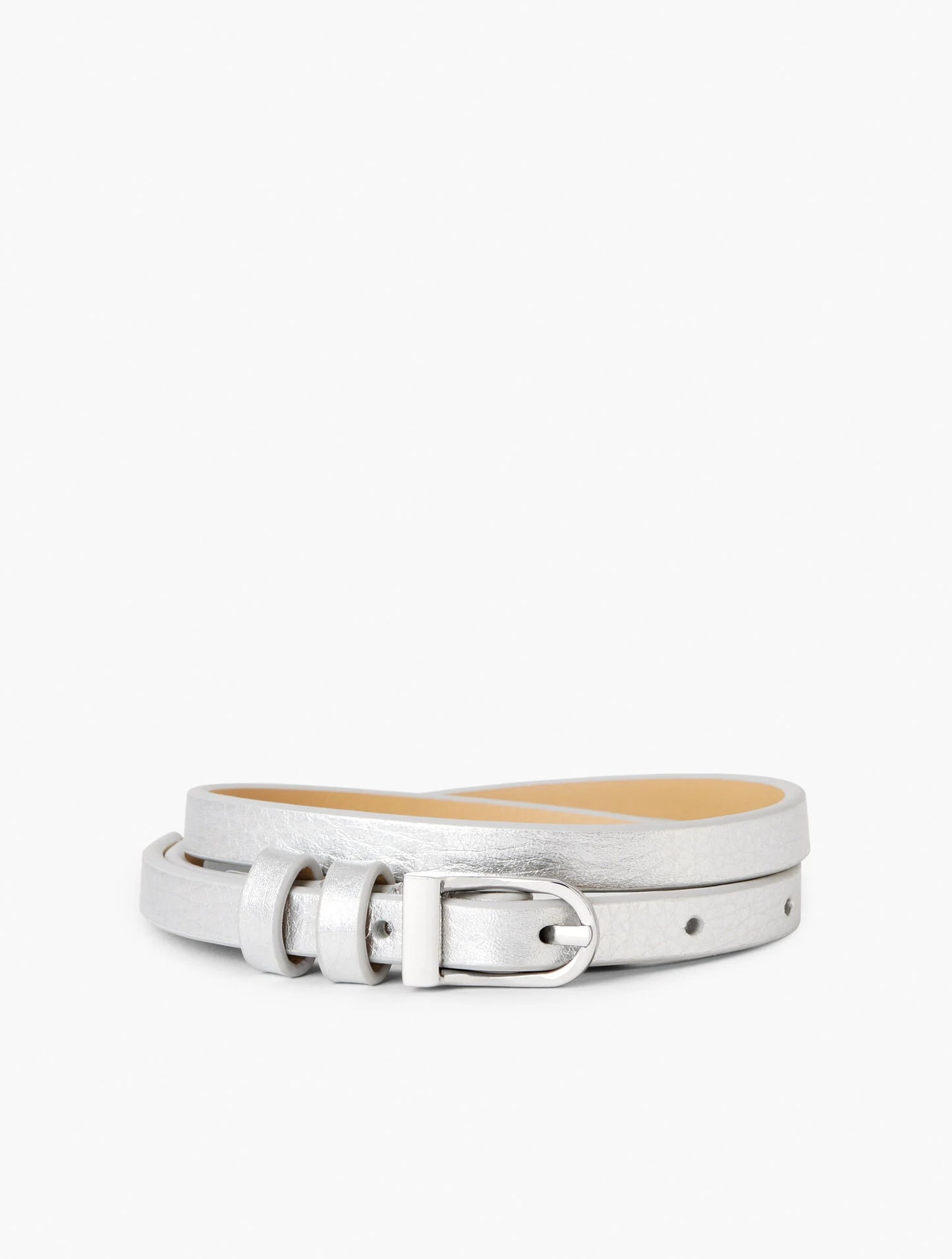 Slim Metallic Leather Belt