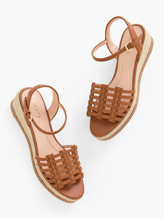 Pamela Woven Nappa Wedge Sandals