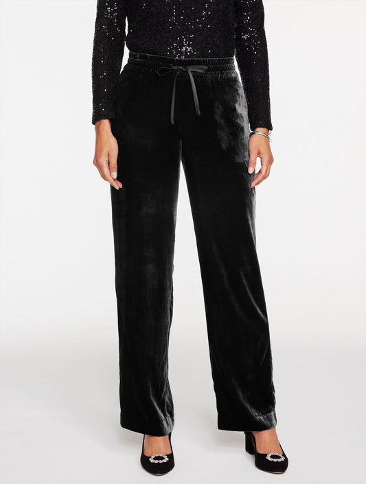Straight Leg Velvet Pull-On Pants
