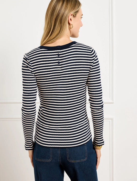 Ribbed Crewneck Tee - Jasmine Stripe